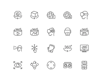 Virtual Reality Icons 360 icon icon design icon set icons illustration panorama ui vector virtual reality vr