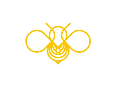 Bee line art logo design symbol bee bees bumblebee clean simple drip drop flat 2d geometric hive honey honey bee insects animals line art logo logo design nature pin pointer sweet vector icon mark symbol wasp wings yellow