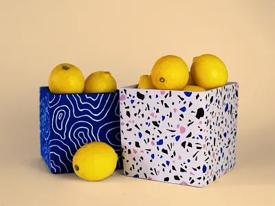 if life gives you lemons... art deoration illustration illustrator josephinerais lemons modern art paint painting pattern pattern art pot spring