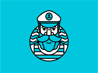 Sailor anchor beard boat cap captain flat grandfather illustration line logo mustache ocean sailor sea ship sign vest waves young
