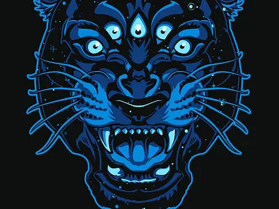 Space panther illustration panther stars tattoo vector practice