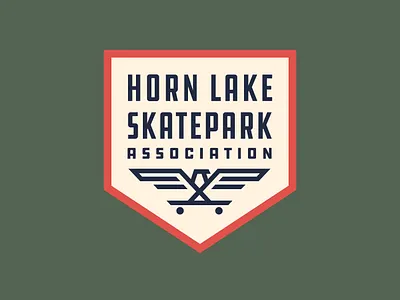 Horn Lake Skatepark Association association badge branding eagle graphic horn lake identity logo mississippi skateboard skatepark