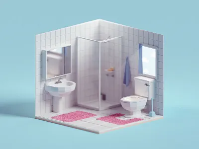 Quick Tiny Toilet Room b3d blender illustration isometric low poly toilet