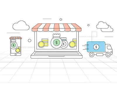 App Store Illustration#3 cloud design designer graphic design icon iconic illustraor illustration linear minimal mobile truck vector