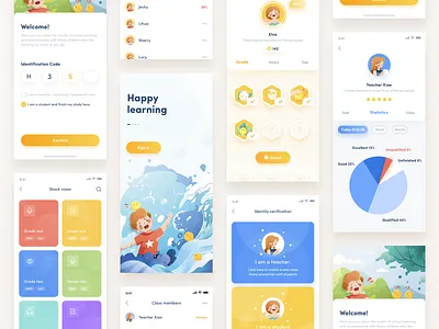 A kids' learning app3 boy cartoon charachter design character data design education education app girl illustration ui work