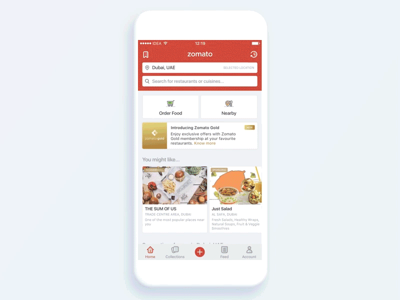 Zomato gold subscription page animation illustration plan subscription transitions ui ux ui zomato