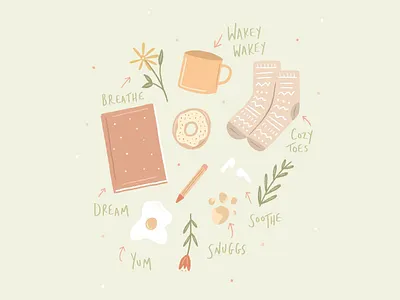 Sunday Essentials book breakfast brunch coffee donut essentials florals illustration socks