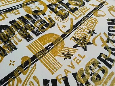 Taking care of biznitch blockprinting branding design logos print printmaking