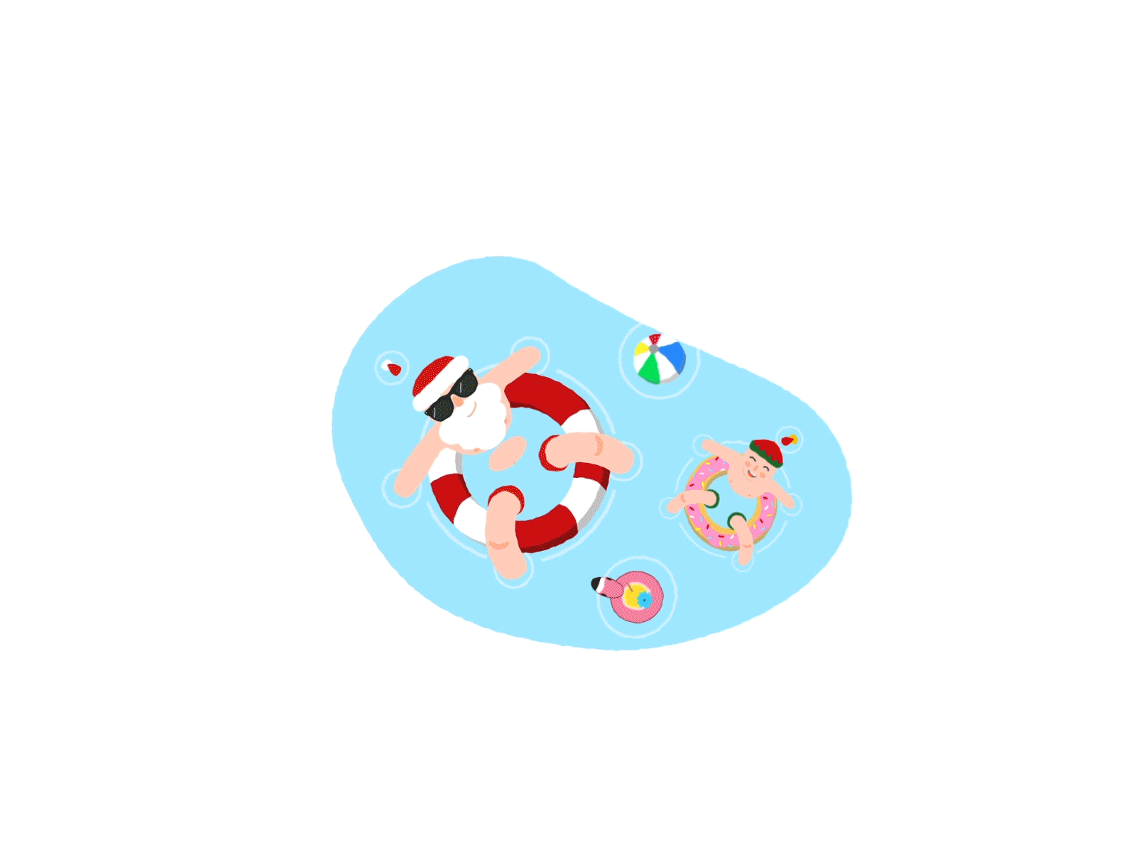 A Much Needed Break 🏖 adobe after effects animation art break character christmas design drink elf gif graphic illustration mograph mographic motion pool santa season vacation