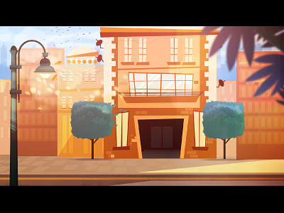 House digital 2d drawing dribbble egypt environment environment art home house illustration light