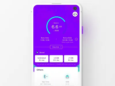 Telco App UI Exploration app bold bright colour cyan exploration mobile app purple sharp telco ui vibrant violet young