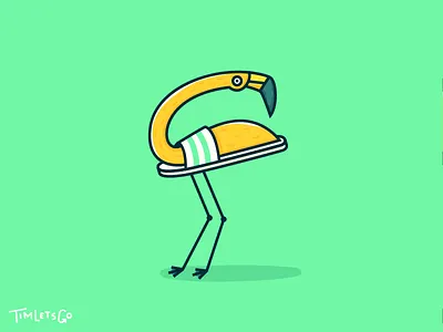 F for Flip-flopmingo artwork character cute design graphic handmade illustration illustrator letter lettering minimal photography