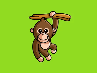 Baby Orangutan adorable lovely baby orangutan cartoon comic cartoonish cartoony character mascot child children cute fun funny drawing sketch forest jungle hanging tree illustrative illustration kids toddler monkey ape nature branch outline stroke primate zoo smile happy sticker design sumatra indonesia wildlife animal