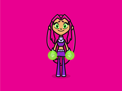 Starfire cartoon character cute dc fun illustration superhero teen titans vector
