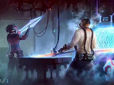 Smithy 2d aleksey litvishkov art digital art illustration sci fi smithy xsolla арт иллюстрация кузня литвишков