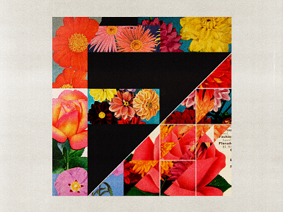 f is for flowers collage flowers illustration lettering lo fi type typography vintage