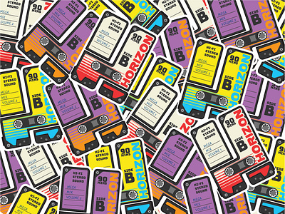 Horizon Cassette Logo branding cassette design guardians of the galaxy icon illustration logo mix mix tape movie music retro retro badge sticker tape tee tshirt tunes vector