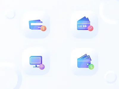 Payment Method Icons color credit card debit card design gradient icon illustration logo netbanking payment vector wallet