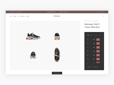 Schmancy Sneaker Product Page Exploration - E-commerce clean commerce design e commerce ecommerce fashion minimal minimalism pdp product details page product page shop shopping simple sneaker sneakers ui ux web shop webshop