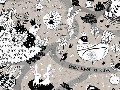 Wigwam Toys; wrapping paper design character design cute fairytale fun illustration imaginary muted colours scandinavian style wrapping paper