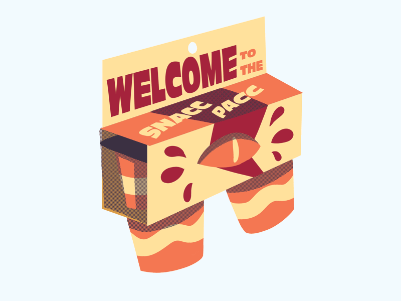 Snacc Pacc! animation animation 2d design eye halftone illustration lightning pudding snack snack pack