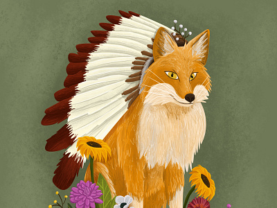 Fox art charactedesign character character concept character design children art children book illustration design enviroment fox illustration red fox sunflower wildflower wildflowers