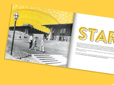 College Viewbook booklet bright brochure college graphic design illustation marketing old photos paint mark scrapbook students texture viewbook