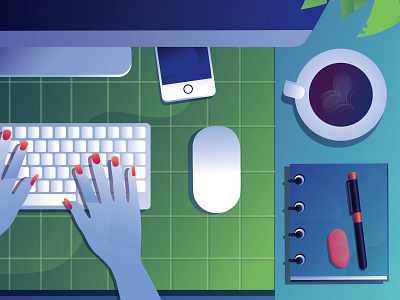 workspace necessities design gradients illustration neon colors vector
