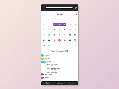 Daily UI Challenge 038 - Calendar app calendar calendar app challenge daily dailyui design mobile