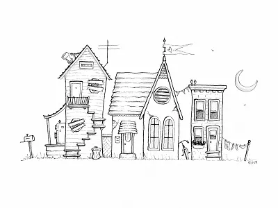 Tiny Town: The Creepy Parts children book illustration drawing illustration illustrator ink drawing ink illustration pen and ink pencil sketch