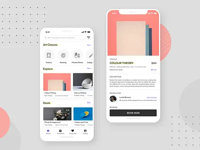 Marketplace App Concept for Art Classes app booking clean colors concept interface ios iphone10 minimalist mobile sketch ui ux