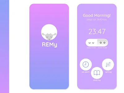 Case Study - REMy app design flat sleep ui ux