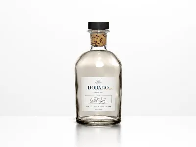 Dorado Mezcal Bottle bottle label branding drink glass bottle illustration label design lettering line art liquor logo mezcal packaging packaging mockup product branding