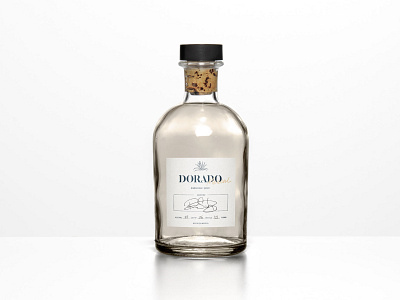 Dorado Mezcal Bottle bottle label branding drink glass bottle illustration label design lettering line art liquor logo mezcal packaging packaging mockup product branding