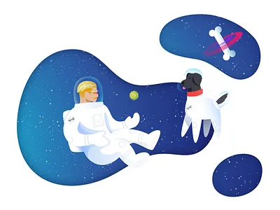 Space Buddies best friends design dog dog art illustration puppy space space age space art space exploration tennis vector