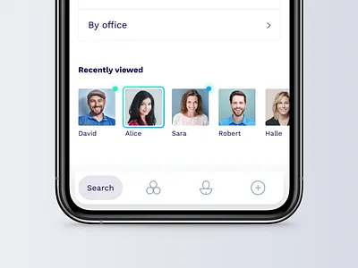 Tab Bar Navigation app avatar bottom clean community company employees footer icons ios iphone nav navbar office people search tab bar team ui ux