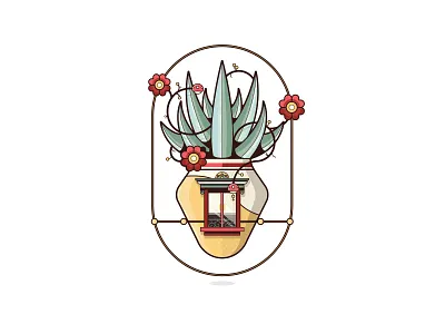 Cactus with a view cactus flower home house mushroom plant pot succulent window