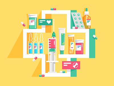 Medicine cross concept cross flat healthcare hospital illustration kit8 medical medication technology treatment vector