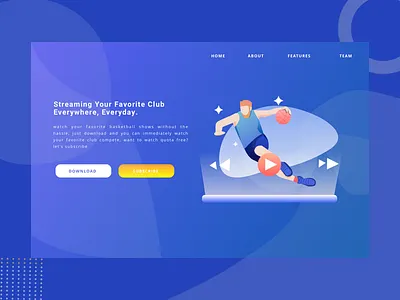 Basketball Streaming Landing Page basketball illustration landing page web