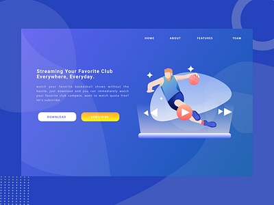 Basketball Streaming Landing Page basketball illustration landing page web