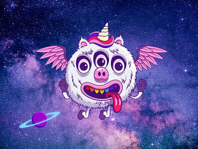 The Monster Project: Unimonster 🦄 creature design furry furry monster illustration monster monster art monster club monster project rainbow space space monster space unicorn unicorn unicorn monster unimonster vector art wings