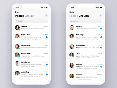 Chat android app application cards design feed group chat ios messages messeger mobile search ui ux