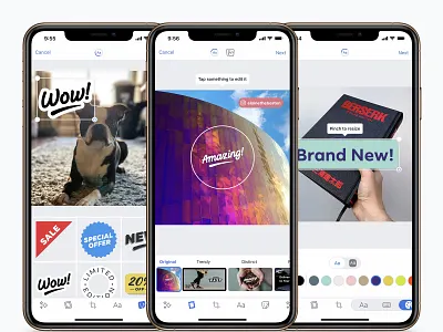 Ads Manager App - Creative Tools app design editor facebook facebook ads mobile navigation photo typography ui