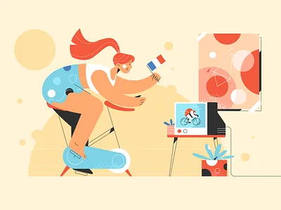 Tour de France 2d animation bicycle brush character cyclist design fitness fun girl illustration illustrator plant tour de france