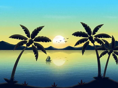 Coconut at sunrise coconut 插图 景观