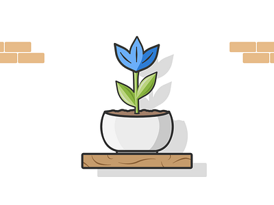 Blue Flower affinity blue decor design dirt flower green home illustration plant pot shelf shelve