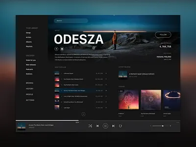 Music player artist desktop app music app music player ui