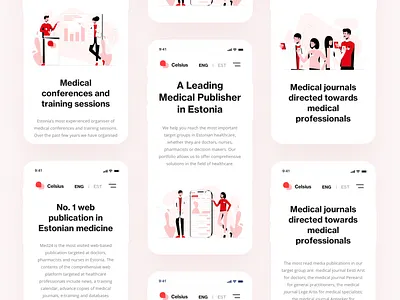 Celsius Health Care - Mobile conference platform healtcare health health care platform health platform healthcare illustration medicine minimal clean design mobile landing page red color theme ui ux user experience ux user interface website landing page design