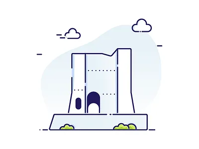 Krusevac Fortress blue city defence fortress graphic illustration landmark medieval minimal outline tower town vector