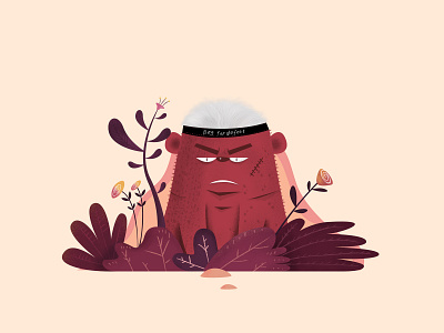 Flat headed brother animal flowers hot pixel illustration